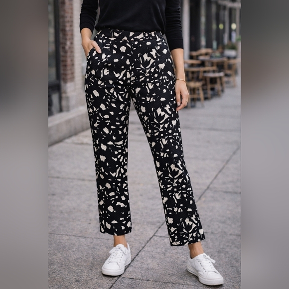 Banana Republic Pants - Banana Republic Monochrome Abstract Jacquard Pants Cotton Size 10